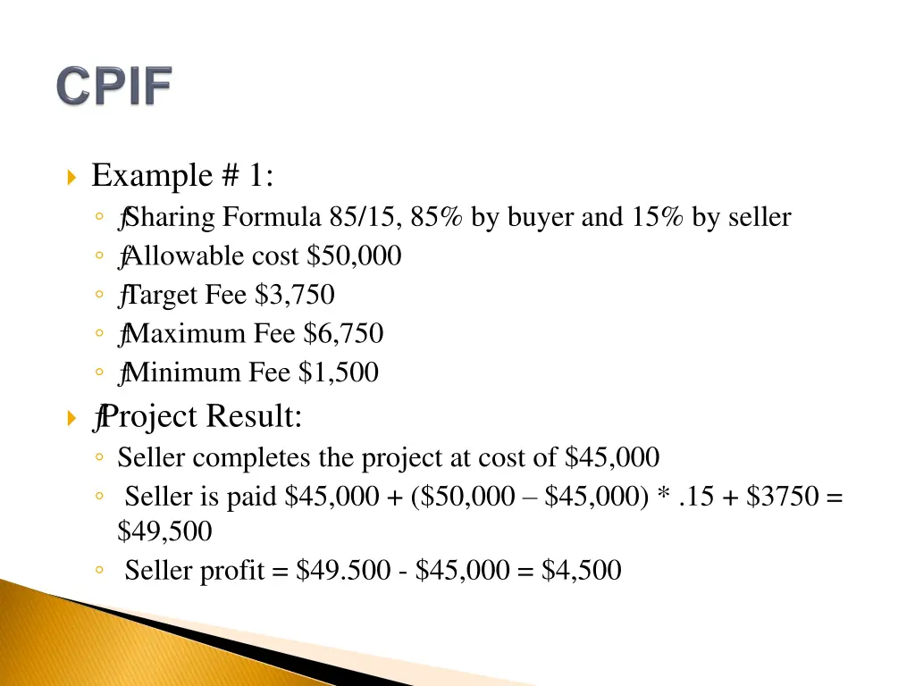 example 1 sharing formula 85 15 85 by buyer