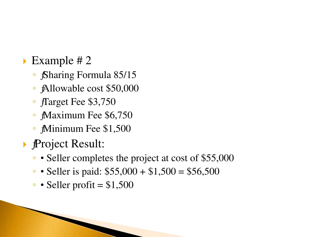 example 2 sharing formula 85 15 allowable cost