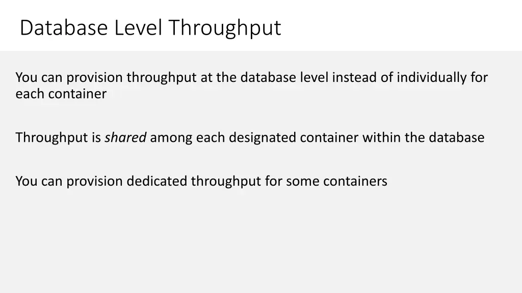 database level throughput