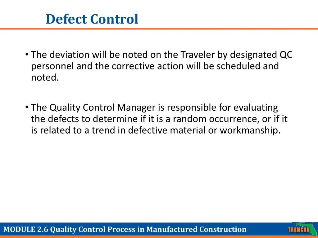 defect control