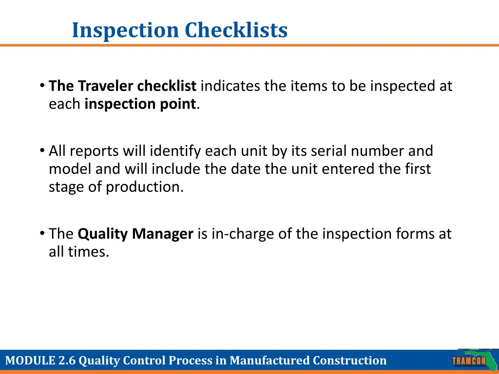 inspection checklists