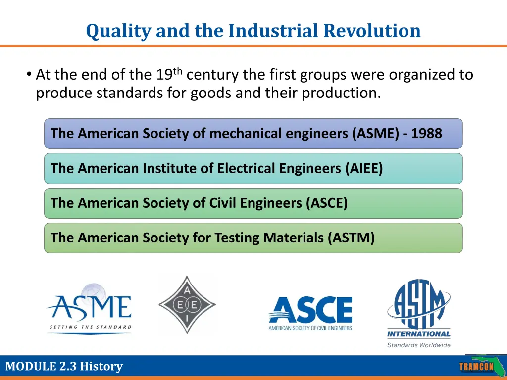 quality and the industrial revolution 1