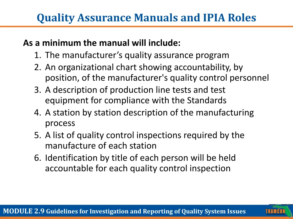 quality assurance manuals and ipia roles 1