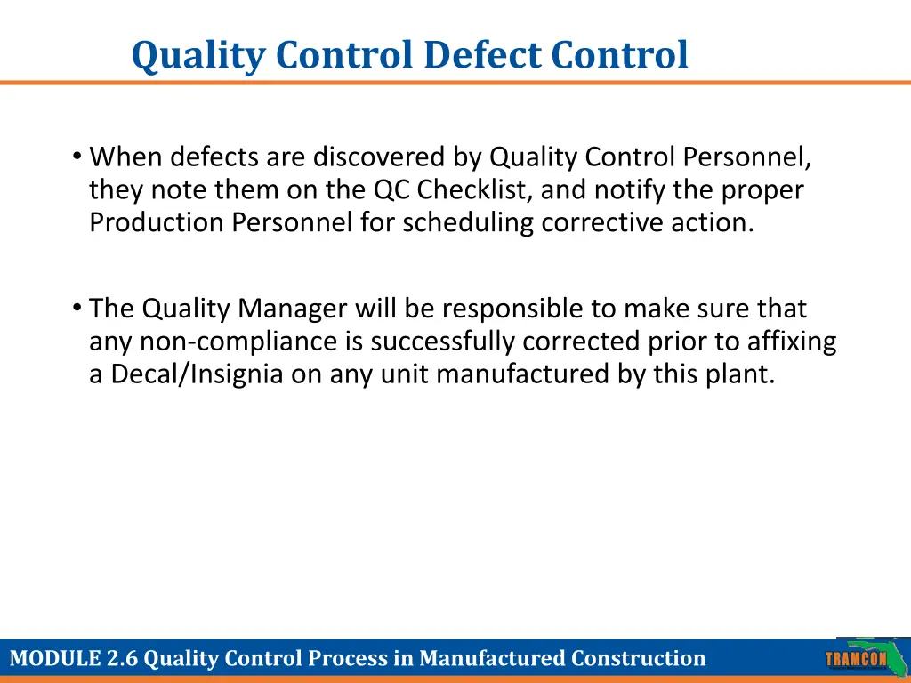 quality control defect control