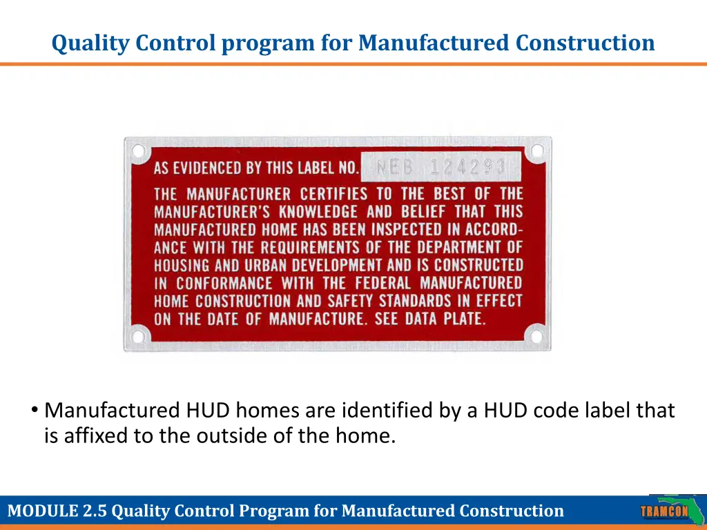 quality control program for manufactured 2