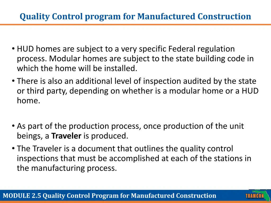 quality control program for manufactured