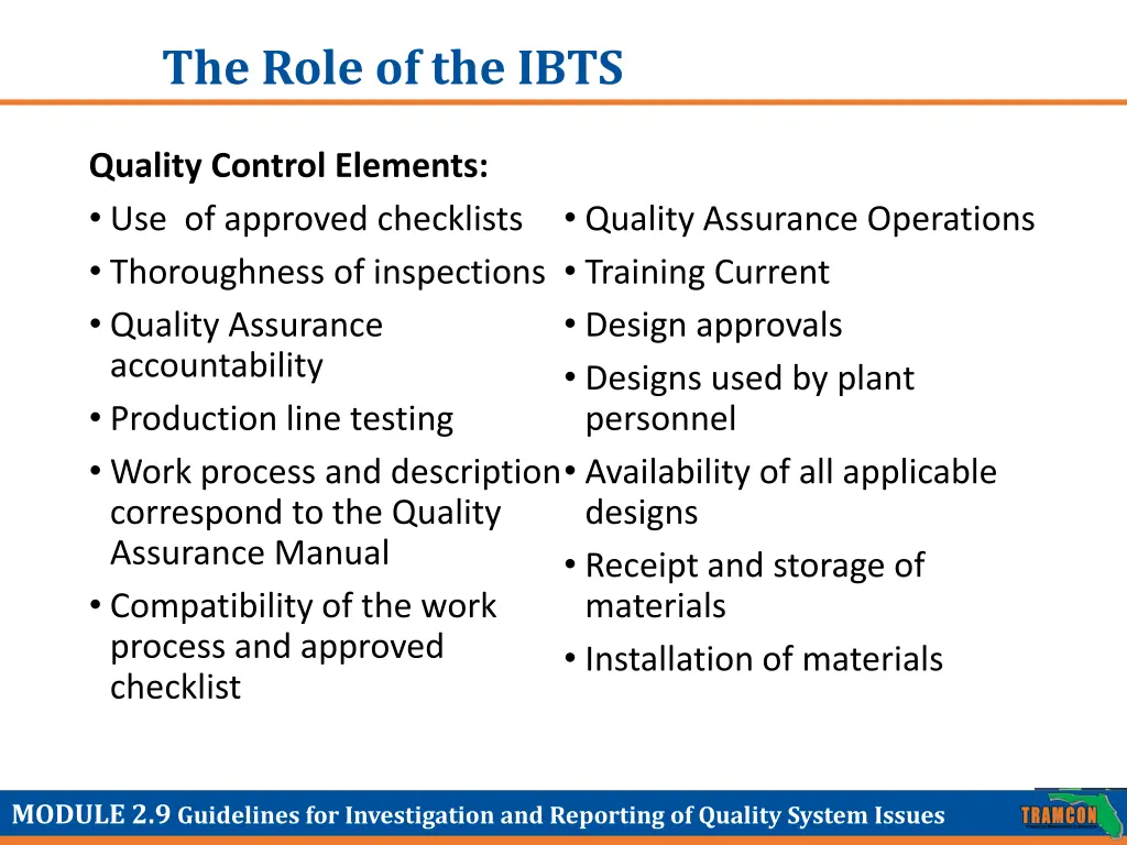 the role of the ibts 1