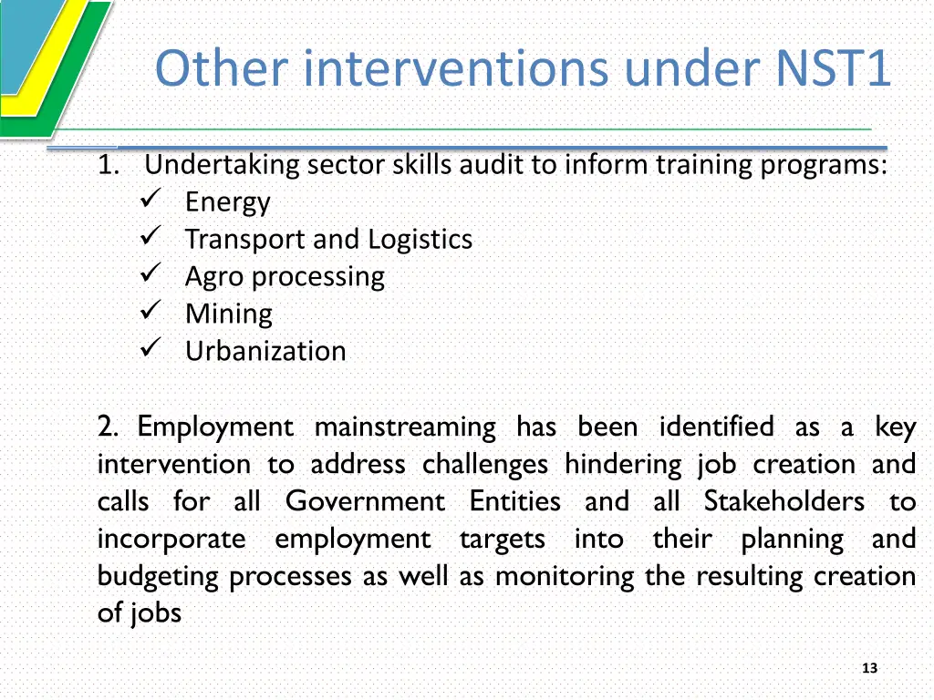 other interventions under nst1