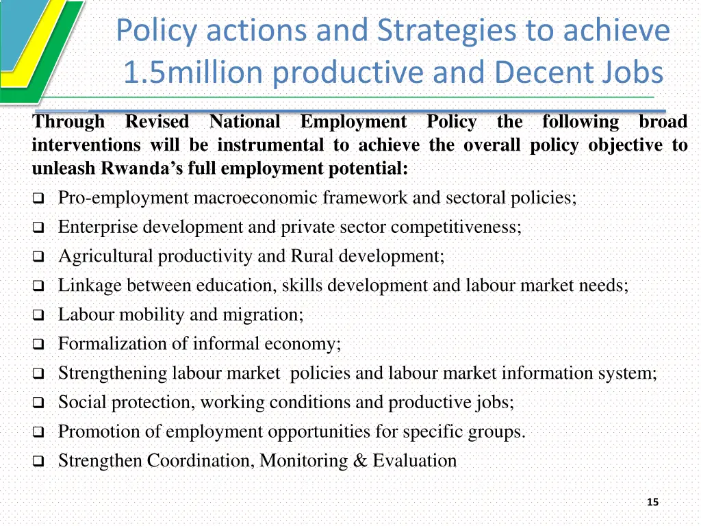 policy actions and strategies to achieve