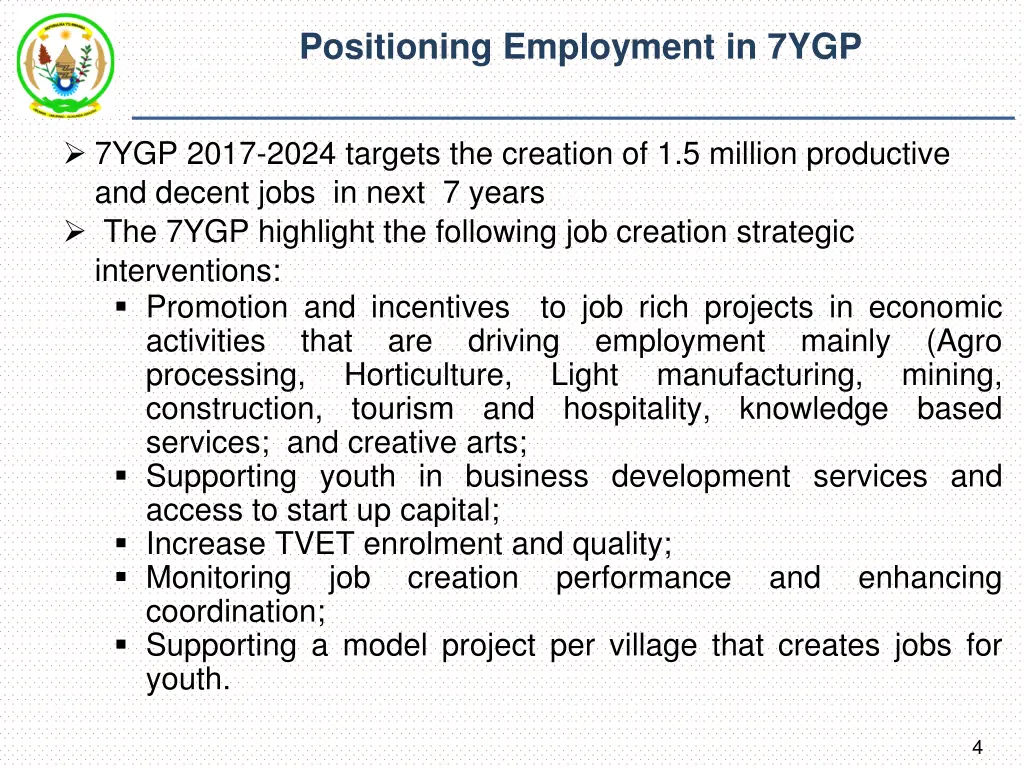 positioning employment in 7ygp