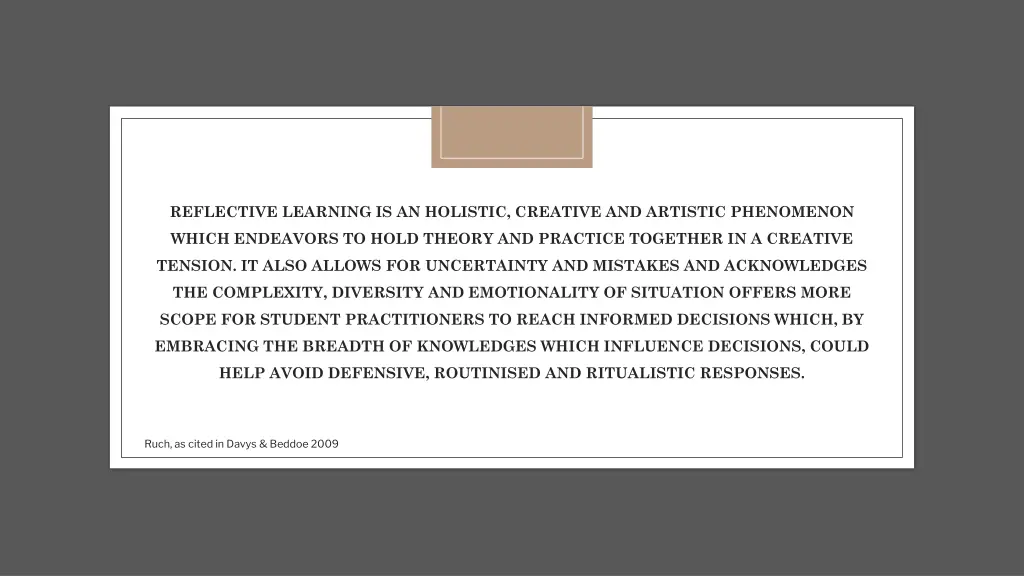 reflective learning is an holistic creative