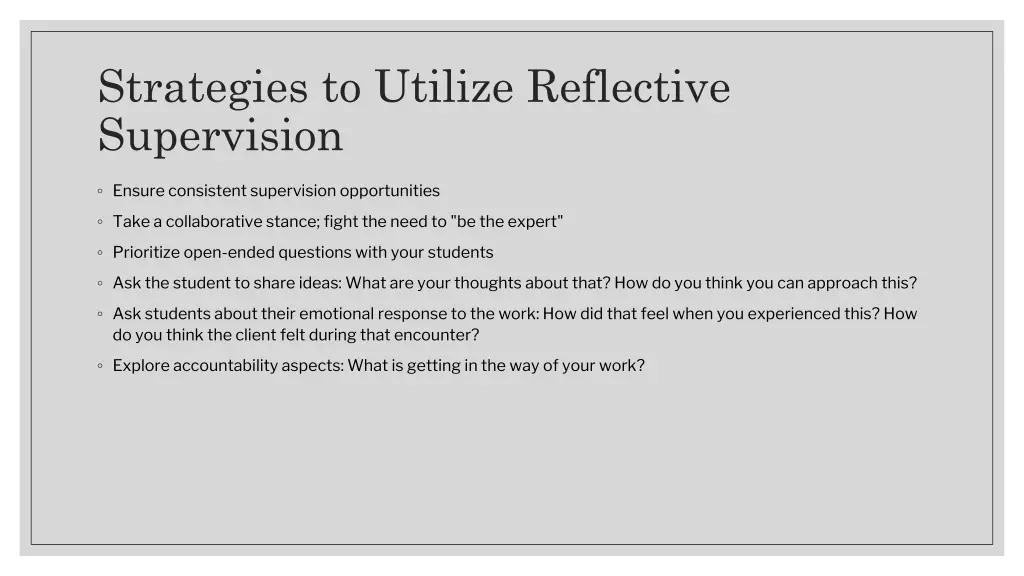 strategies to utilize reflective supervision