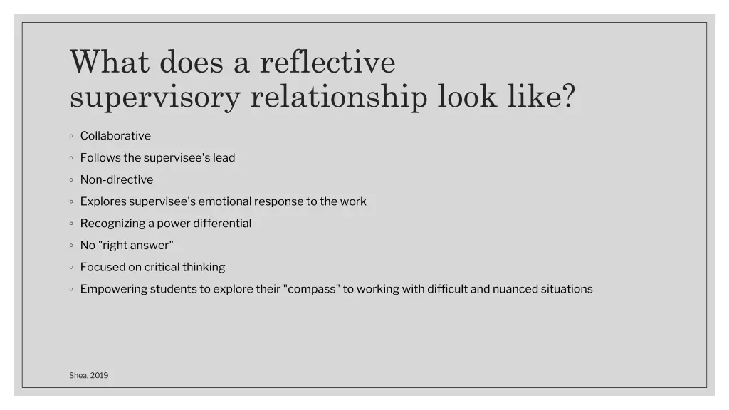 what does a reflective supervisory relationship