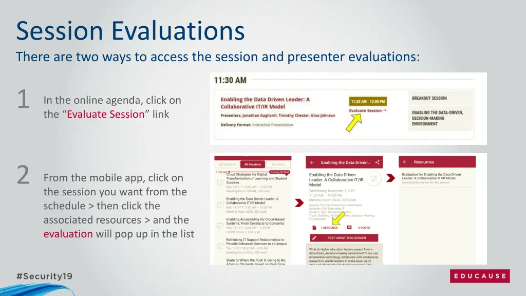 session evaluations there are two ways to access