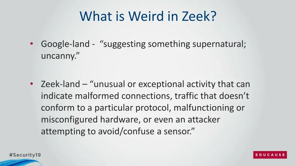 what is weird in zeek