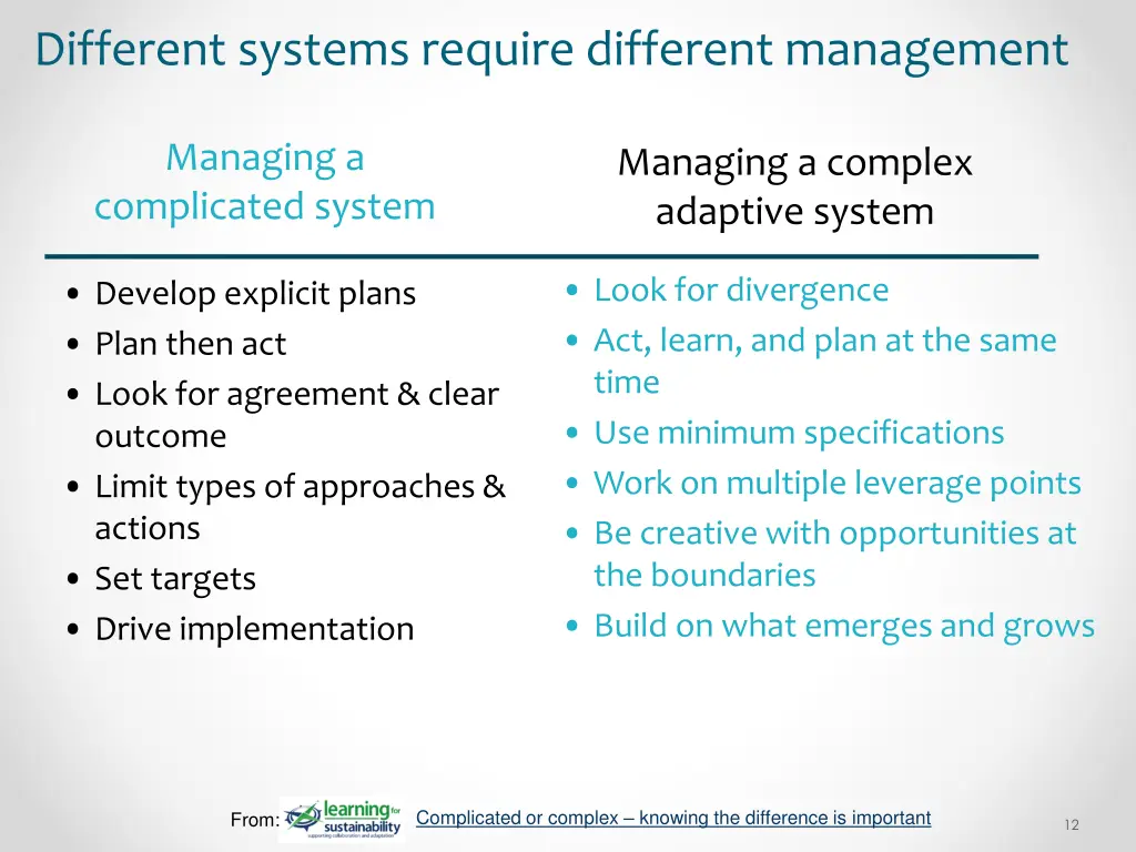 managing a complicated system