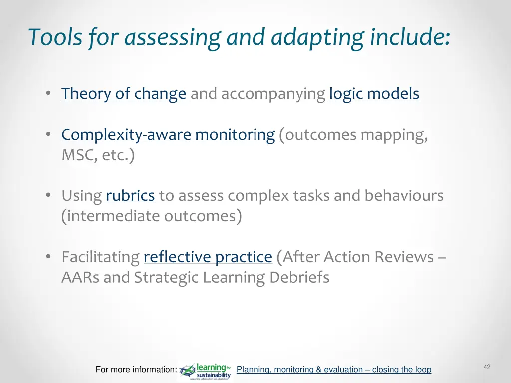 tools for assessing and adapting include