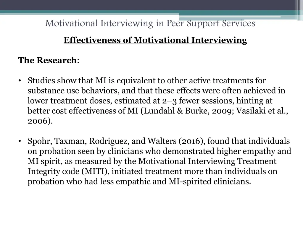 motivational interviewing in peer support