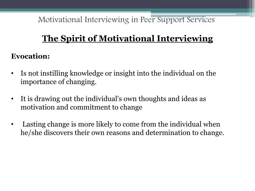 motivational interviewing in peer support services 10