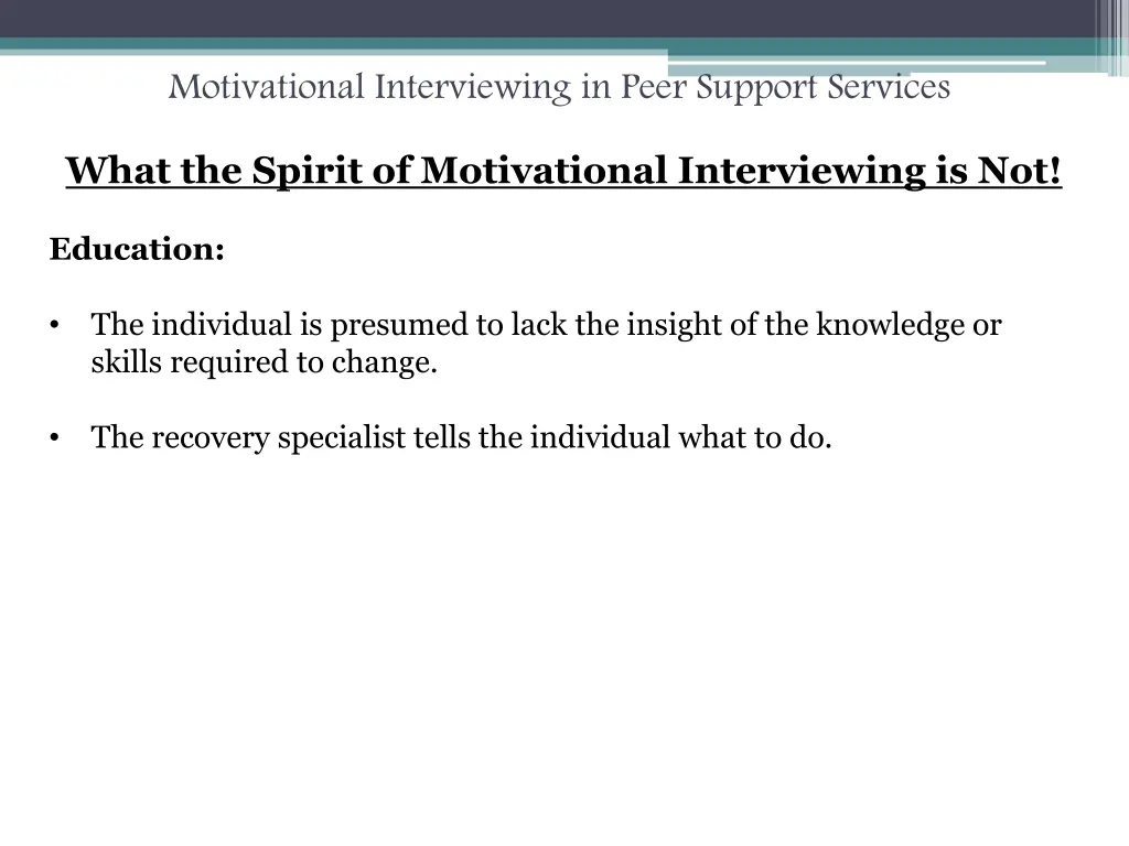 motivational interviewing in peer support services 13