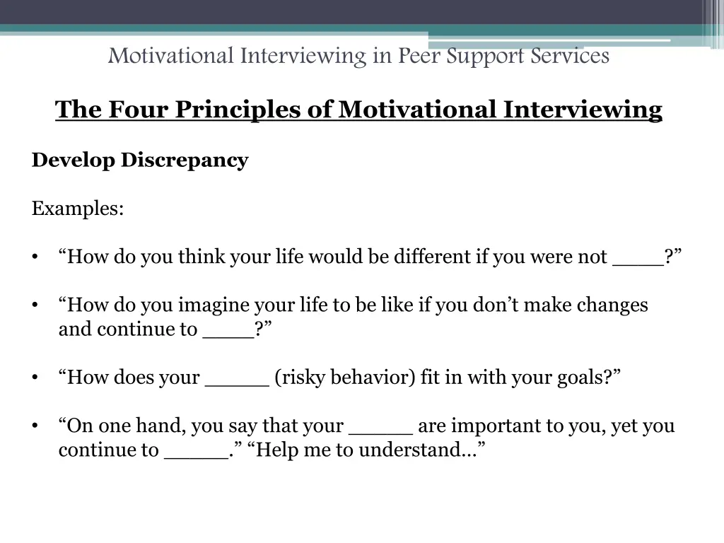 motivational interviewing in peer support services 17