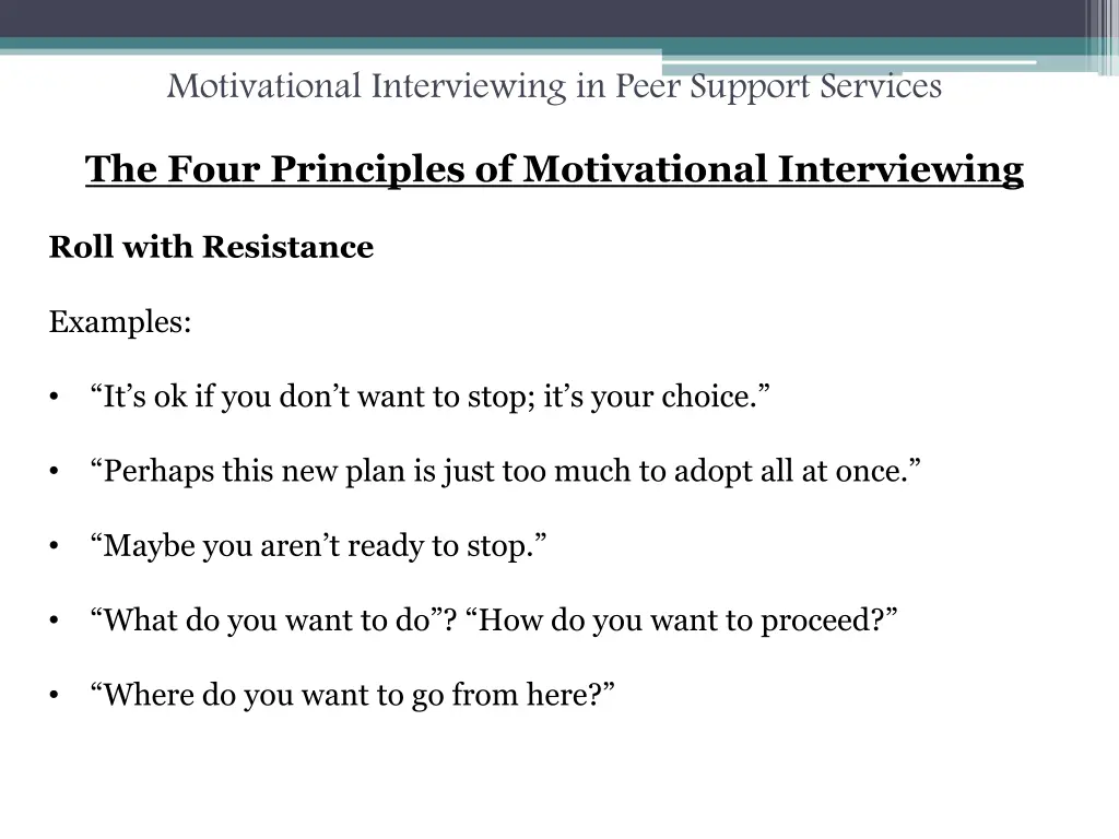 motivational interviewing in peer support services 19