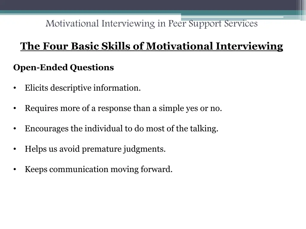 motivational interviewing in peer support services 23