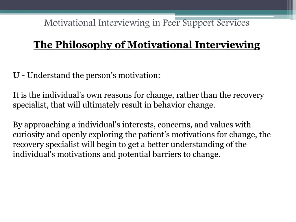 motivational interviewing in peer support services 29