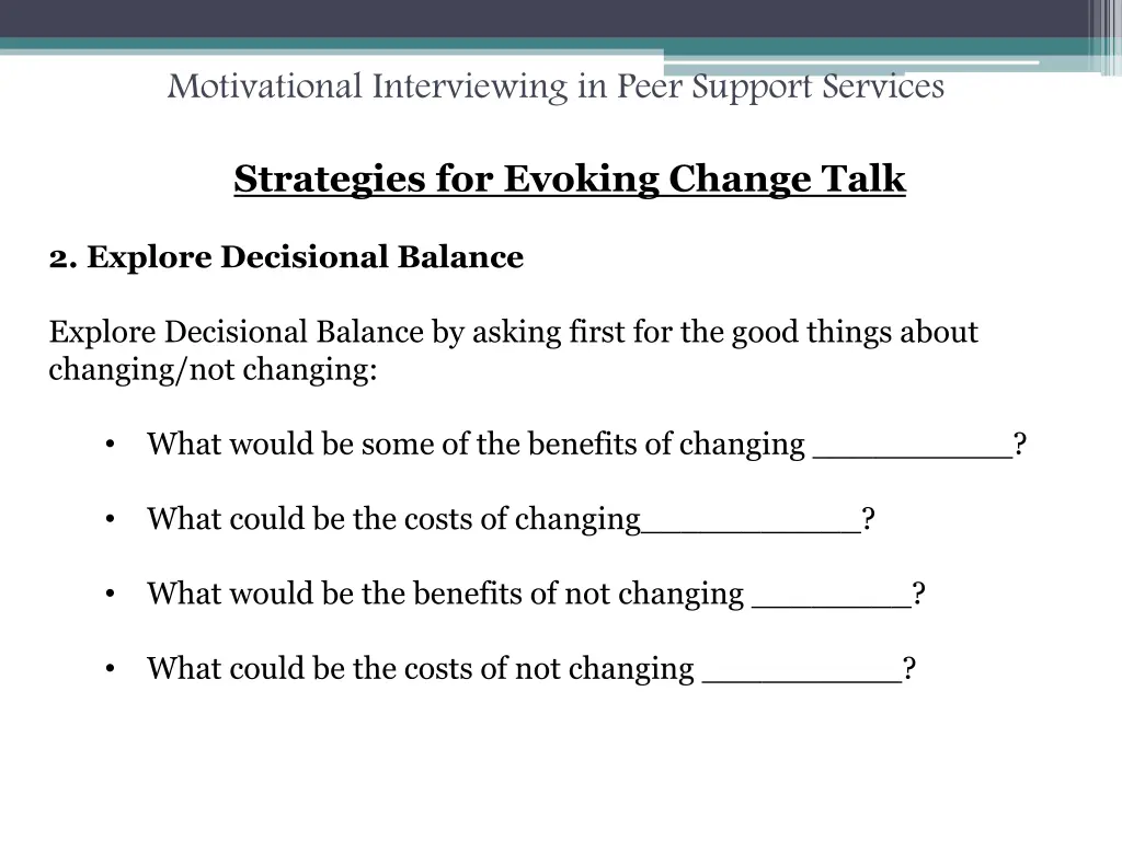 motivational interviewing in peer support services 35