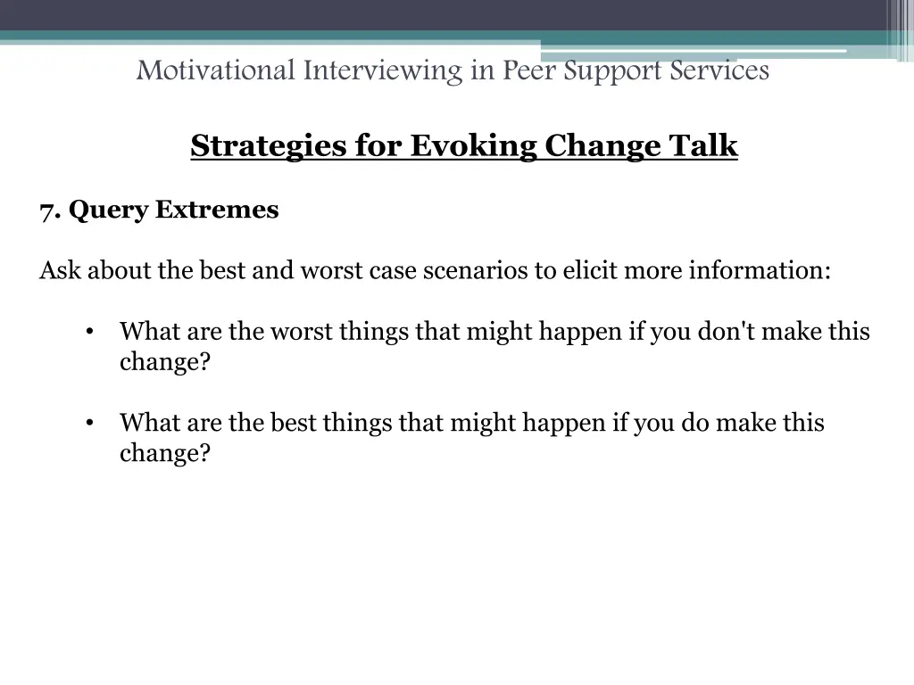 motivational interviewing in peer support services 40