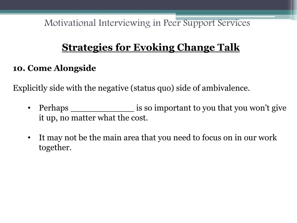 motivational interviewing in peer support services 43