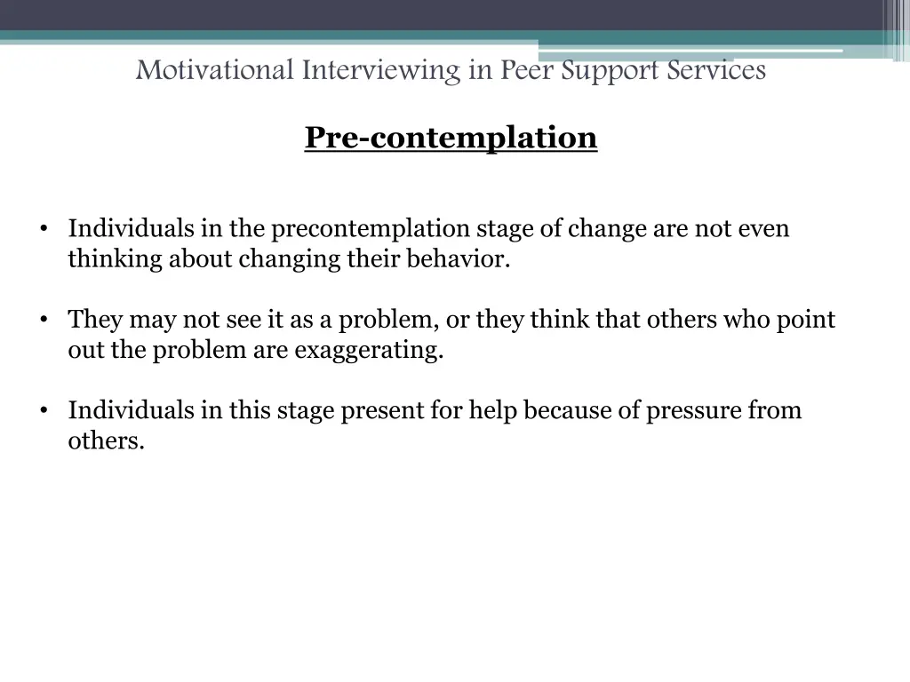 motivational interviewing in peer support services 45