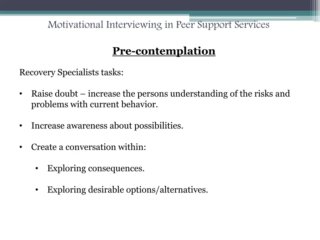 motivational interviewing in peer support services 46