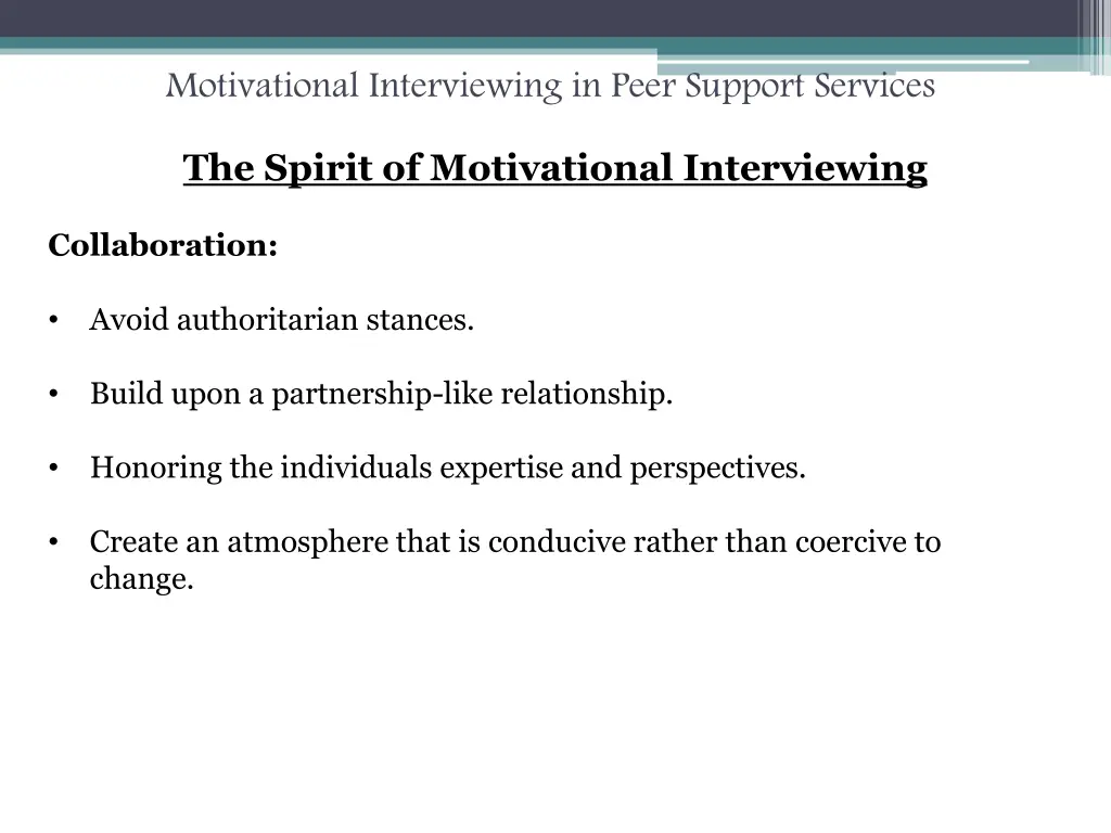 motivational interviewing in peer support services 9