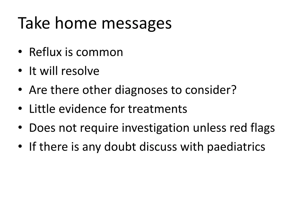 take home messages