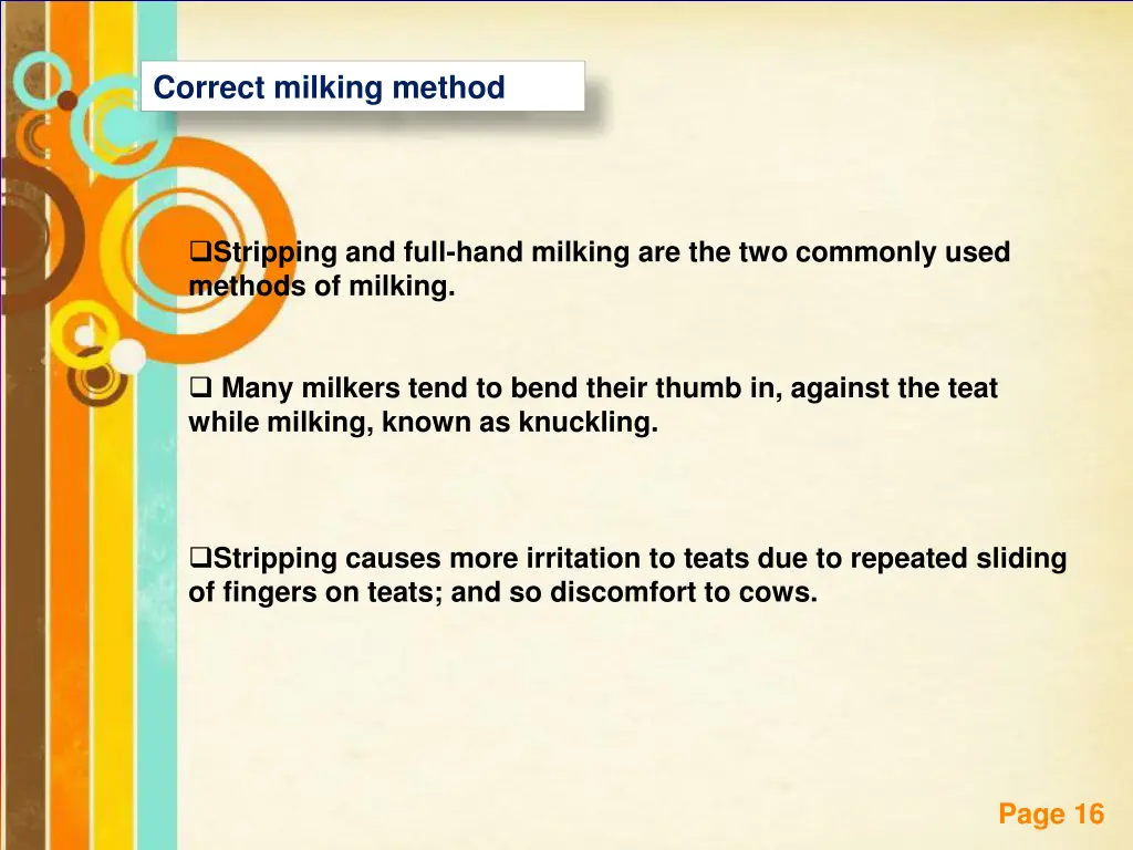 correct milking method