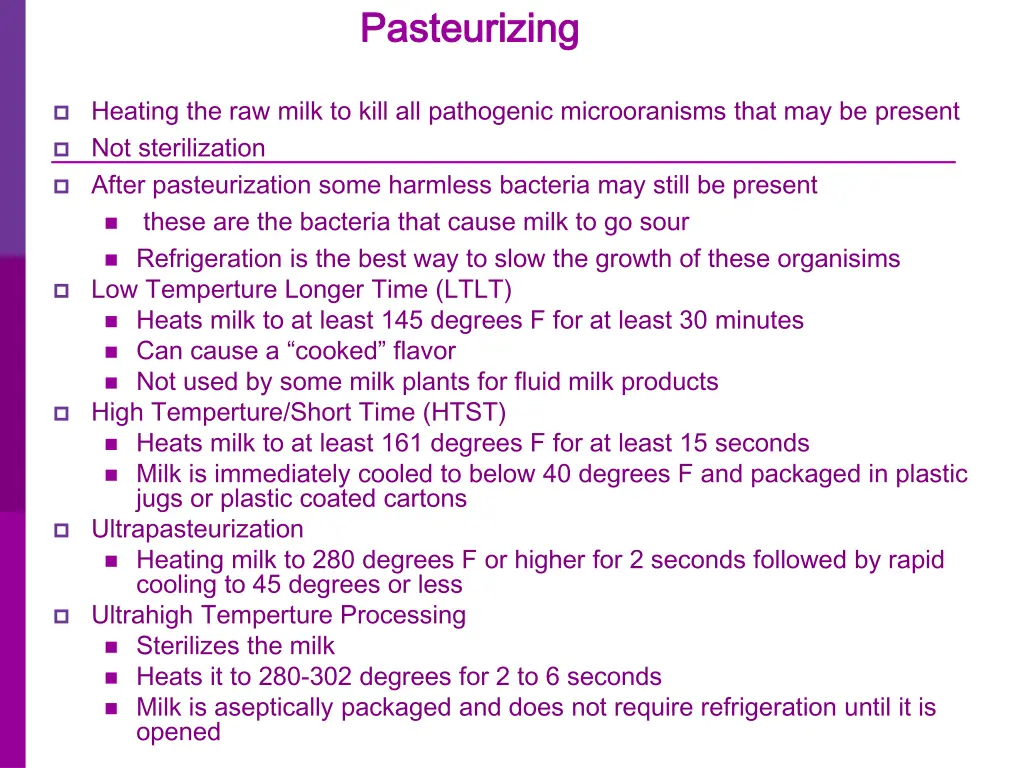 pasteurizing pasteurizing