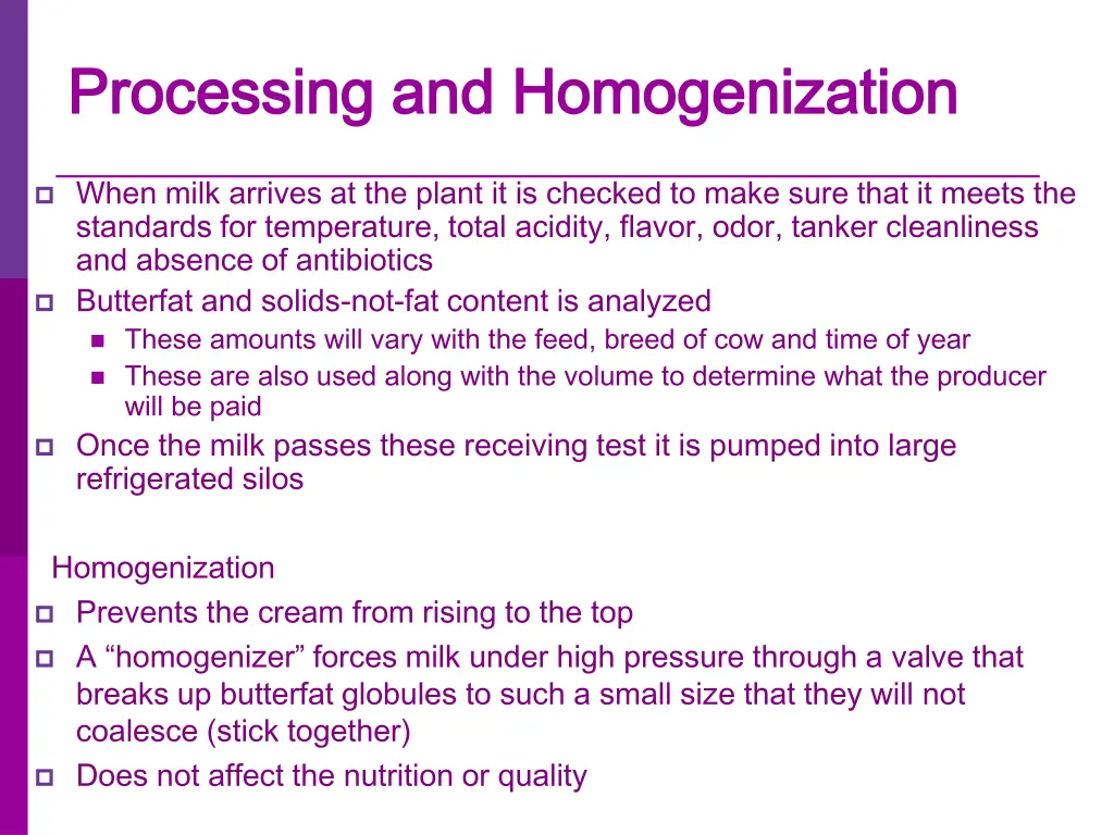 processing and homogenization processing