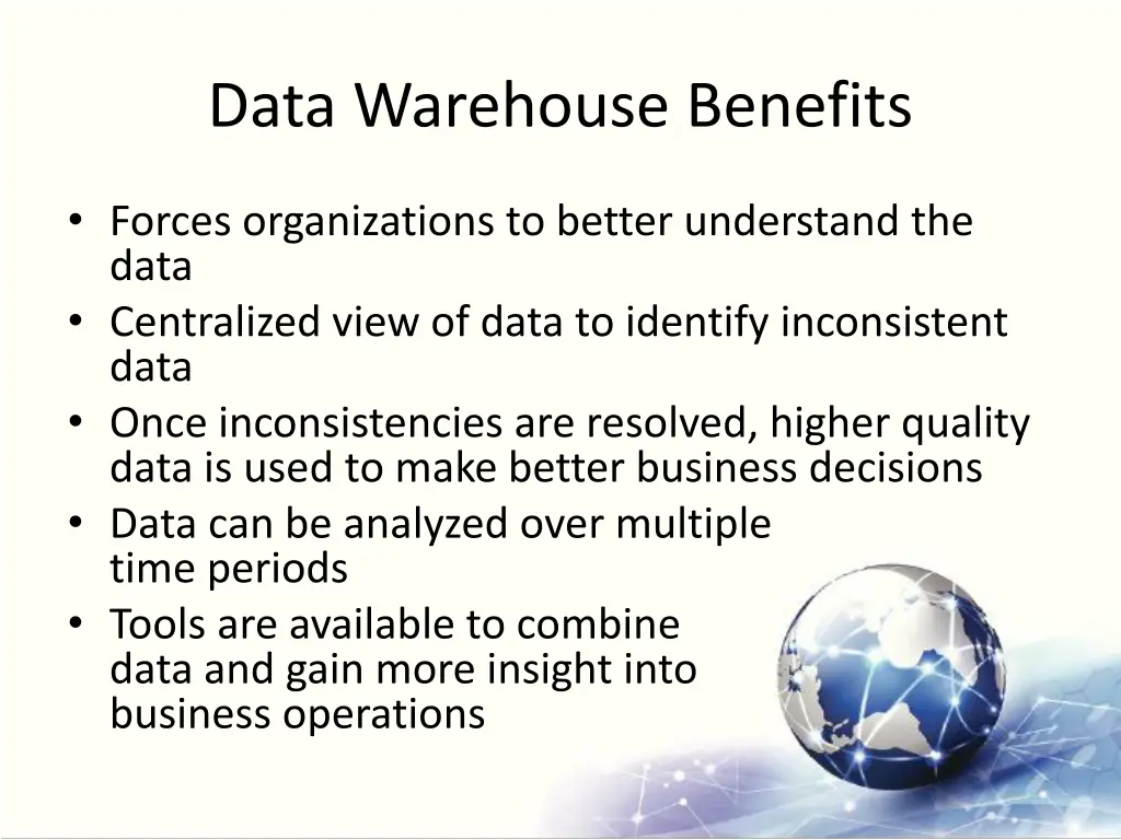 data warehouse benefits