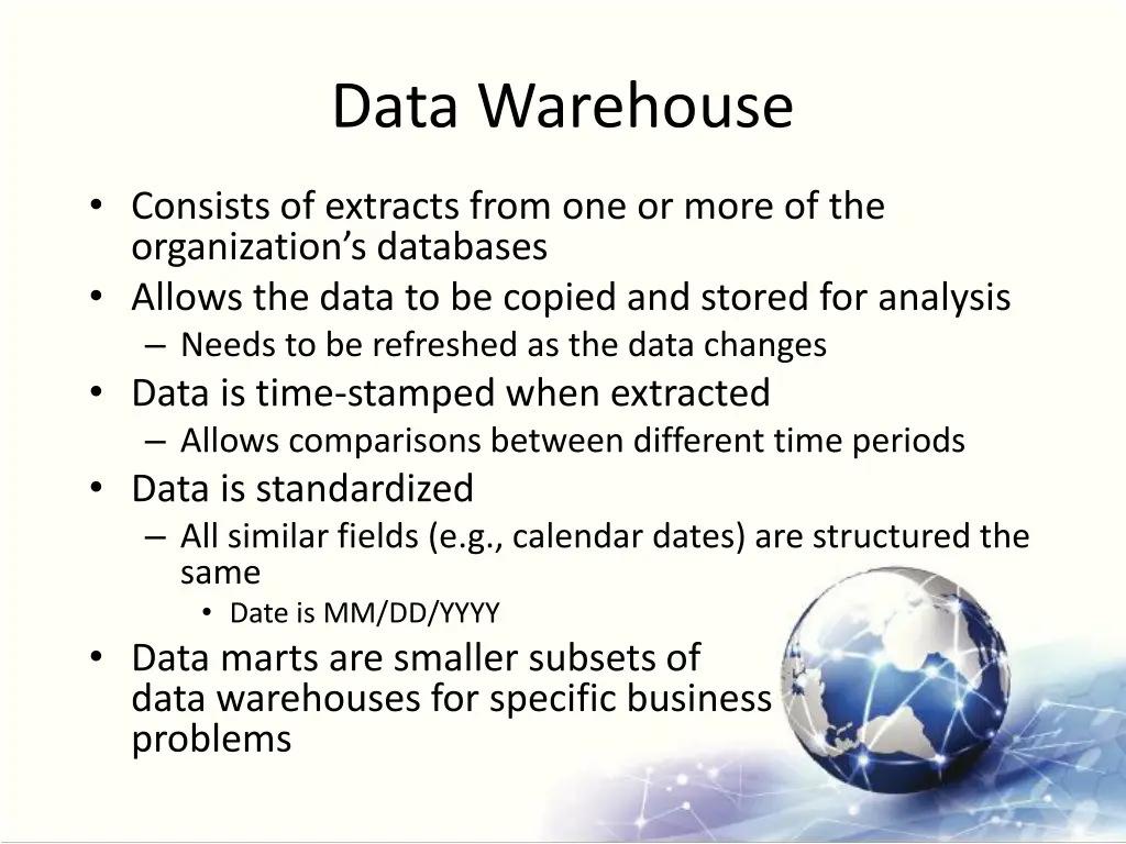 data warehouse