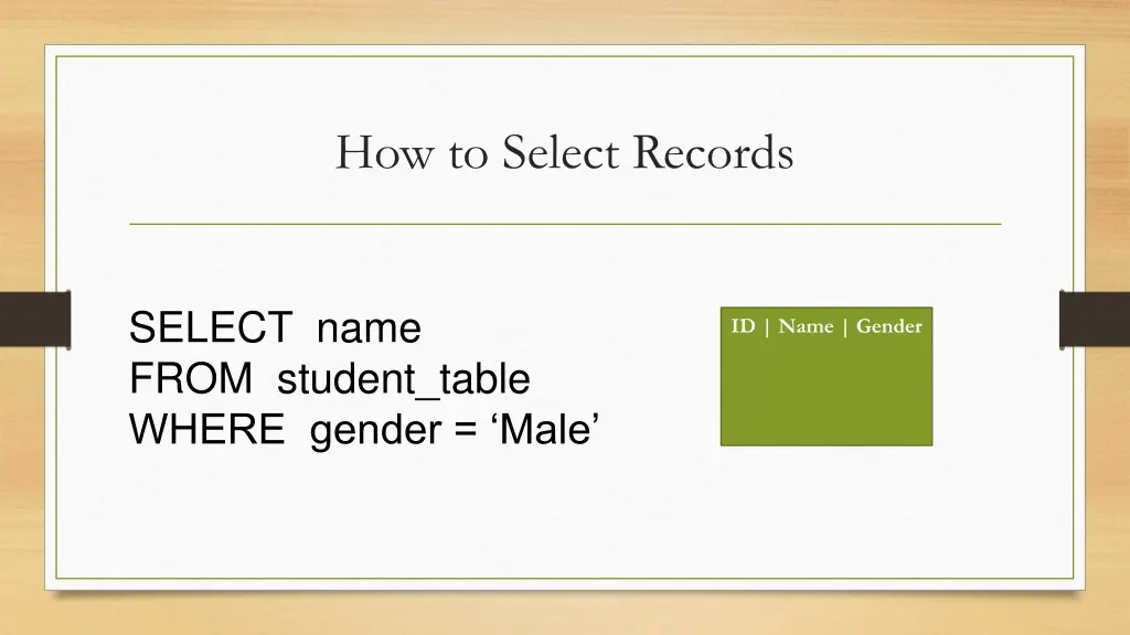 how to select records