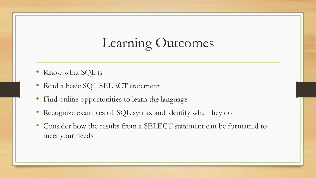 learning outcomes 1