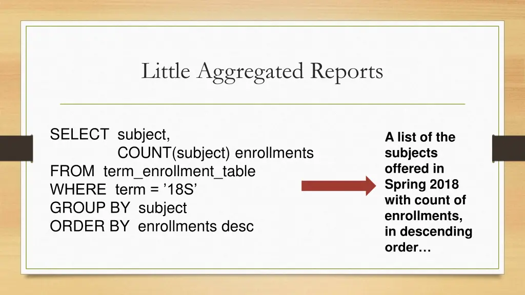 little aggregated reports