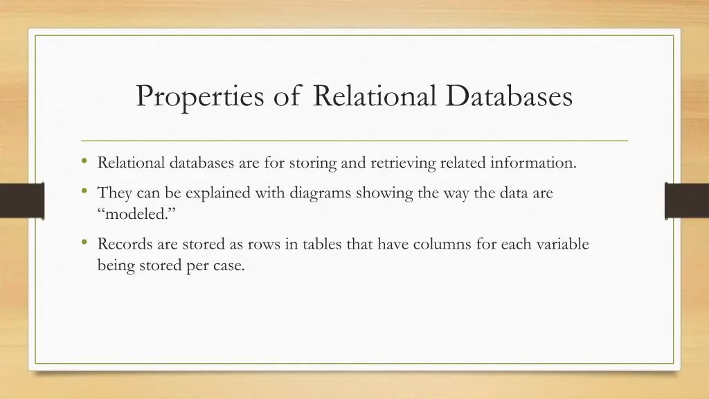 properties of relational databases