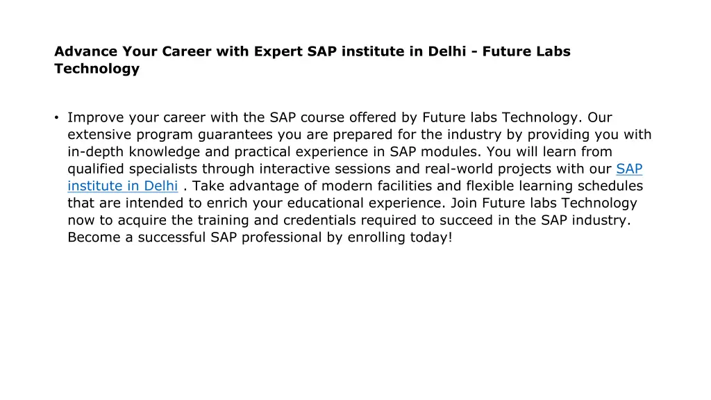 advance your career with expert sap institute