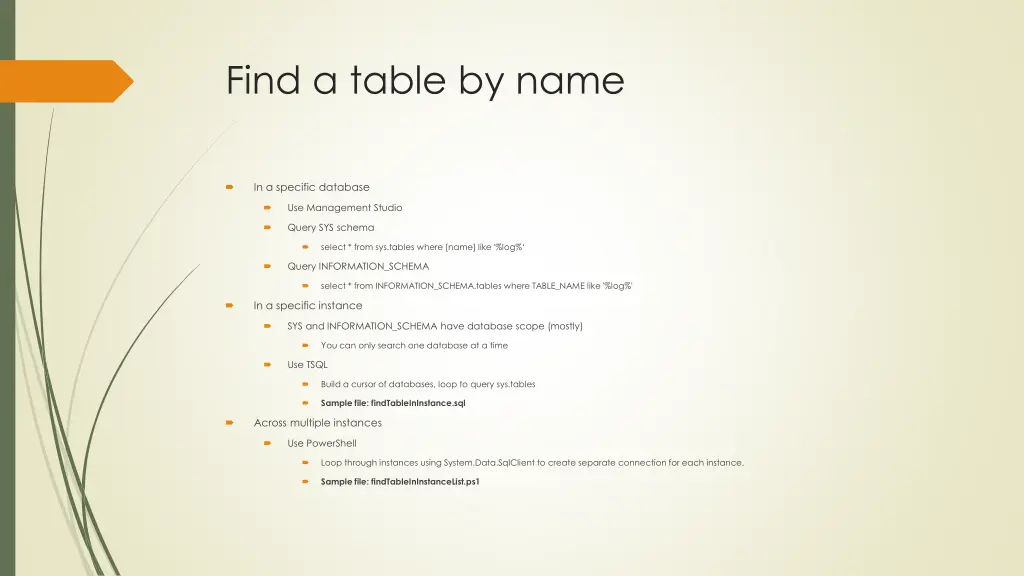 find a table by name