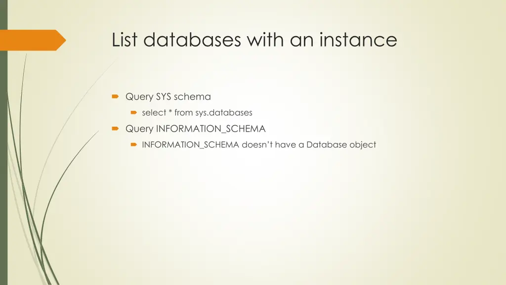 list databases with an instance