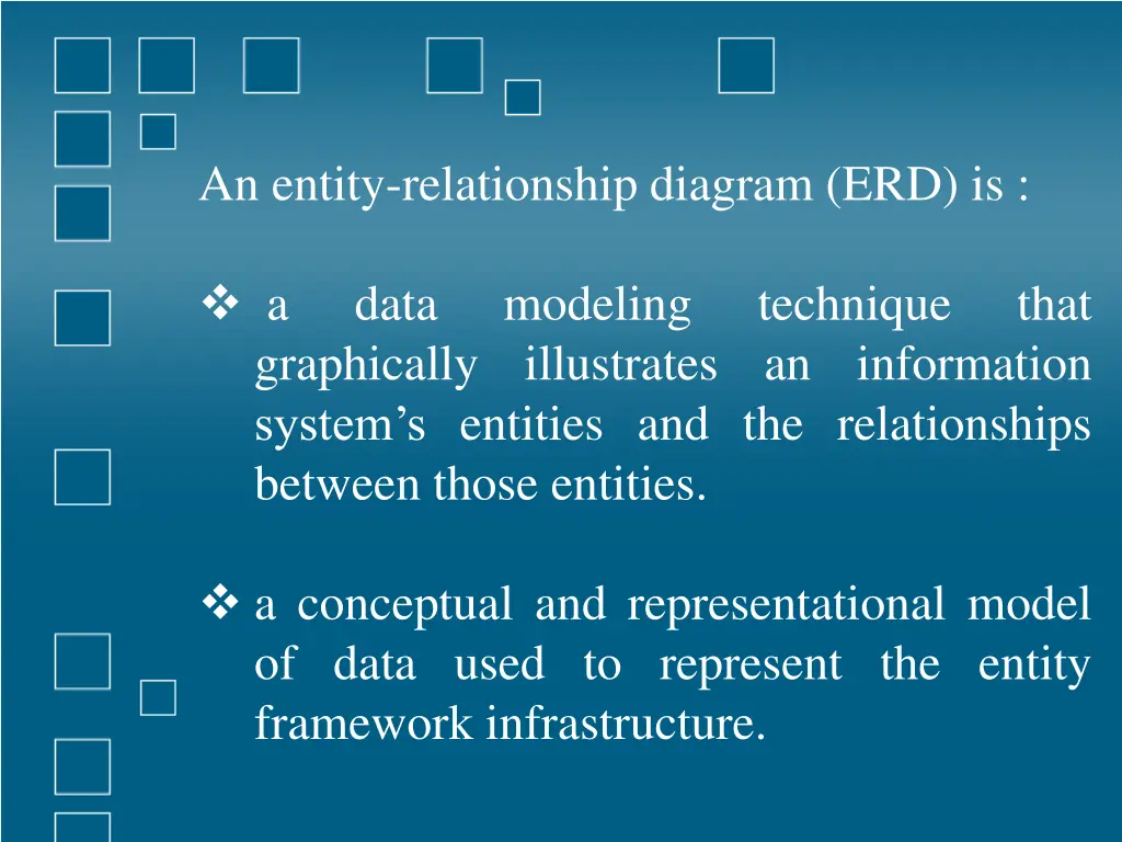 an entity relationship diagram erd is