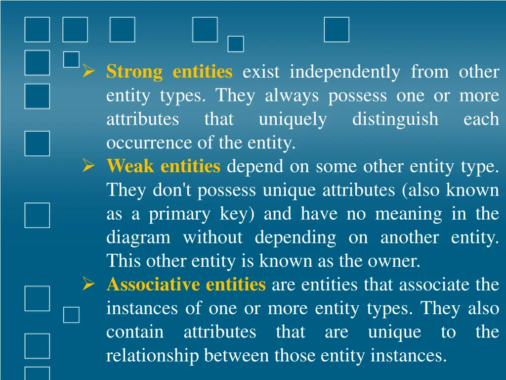 strong entities exist independently from other