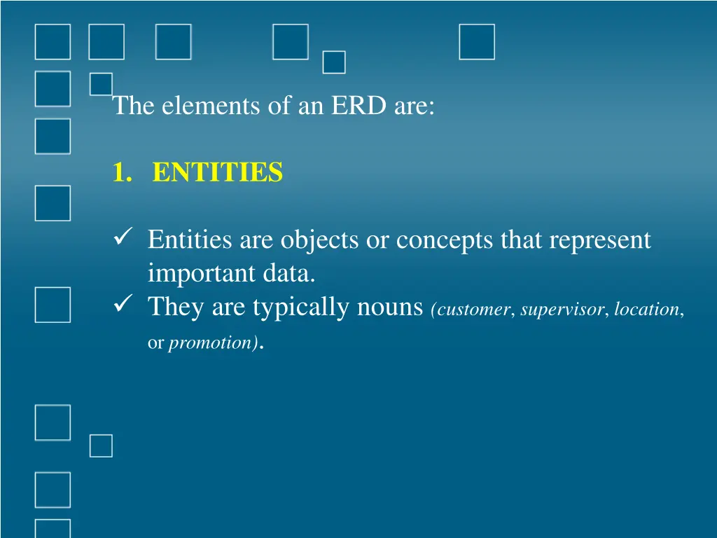 the elements of an erd are